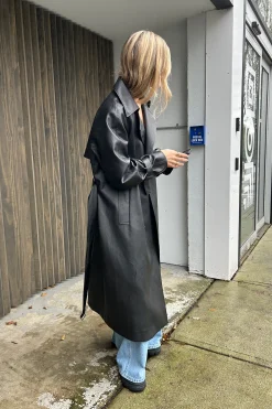 VEGAN LEATHER TRENCH COAT