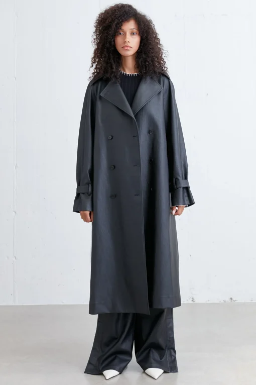 VEGAN LEATHER TRENCH COAT