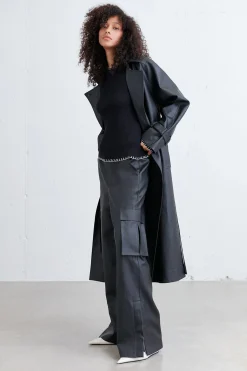 VEGAN LEATHER TRENCH COAT