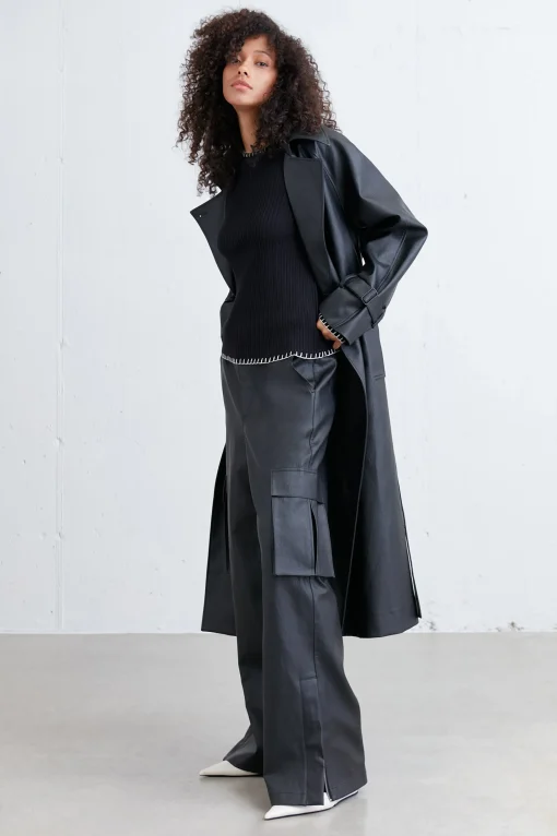 VEGAN LEATHER TRENCH COAT