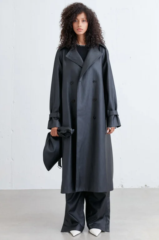 VEGAN LEATHER TRENCH COAT