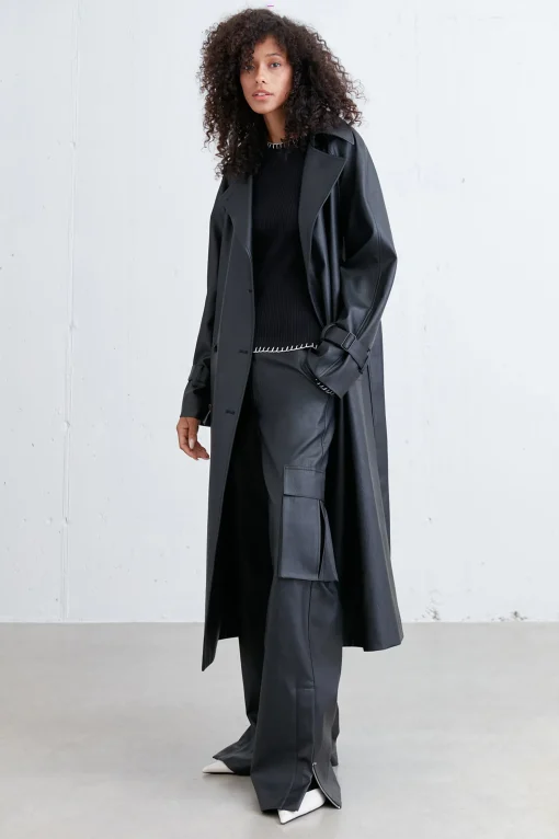 VEGAN LEATHER TRENCH COAT