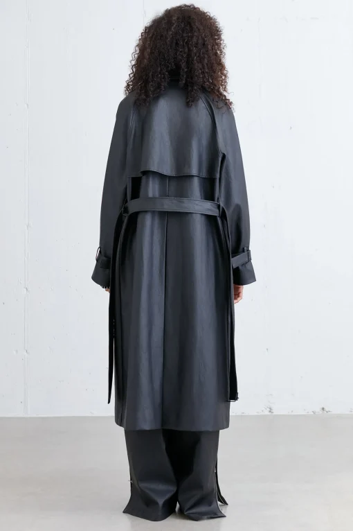 VEGAN LEATHER TRENCH COAT