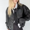 VINTAGE INSPIRED VEGAN LEATHER BOMBER JACKET
