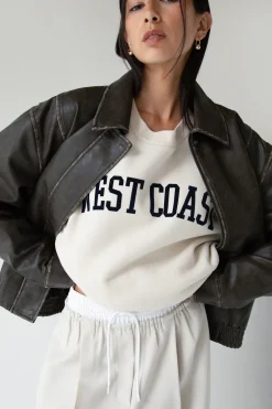 VINTAGE INSPIRED VEGAN LEATHER BOMBER JACKET