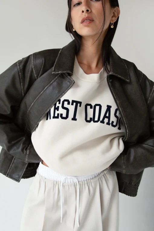 VINTAGE INSPIRED VEGAN LEATHER BOMBER JACKET