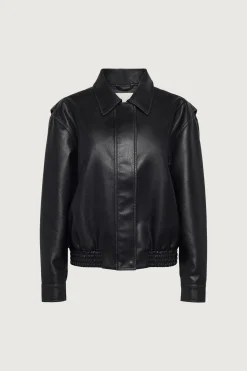 VINTAGE INSPIRED VEGAN LEATHER BOMBER JACKET