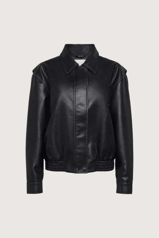 VINTAGE INSPIRED VEGAN LEATHER BOMBER JACKET