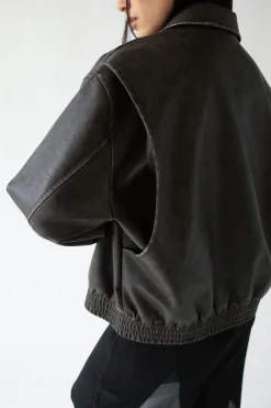 VINTAGE INSPIRED VEGAN LEATHER BOMBER JACKET