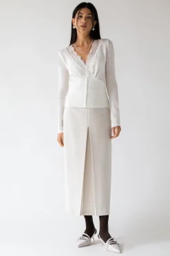 V-NECK LACE TRIM BUTTON FRONT CARDIGAN