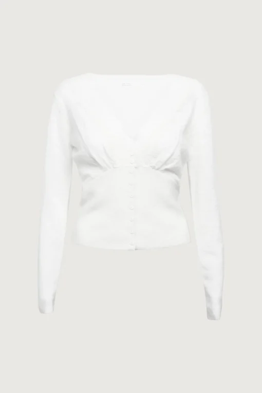V-NECK LACE TRIM BUTTON FRONT CARDIGAN
