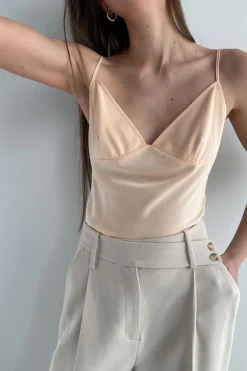 V-NECK SATIN TANK
