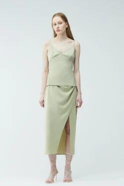 V-NECK SATIN TANK