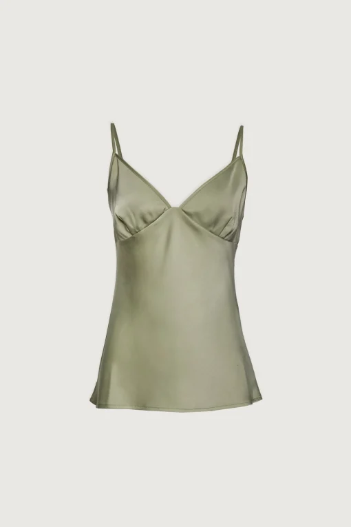 V-NECK SATIN TANK