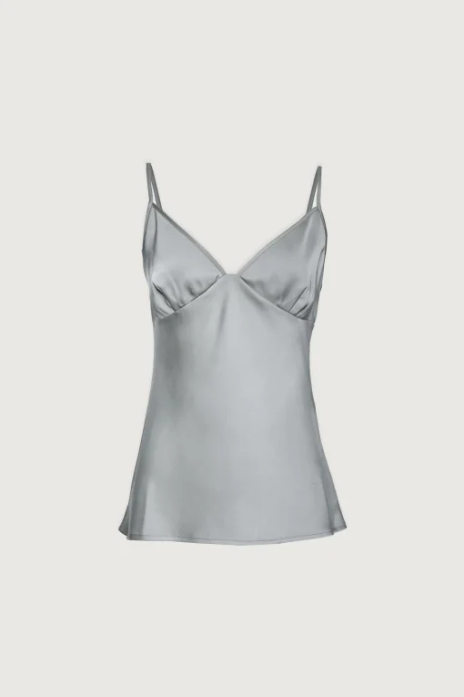 V-NECK SATIN TANK