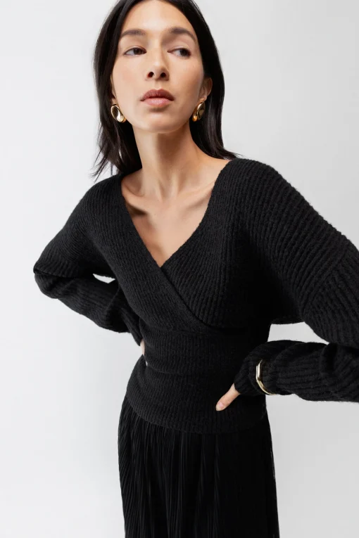V-NECK WRAP SWEATER