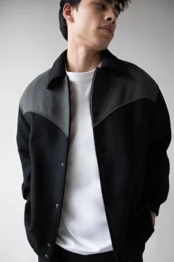 WESTERN INSPIRED WOOL-BLEND BOMBER JACKET