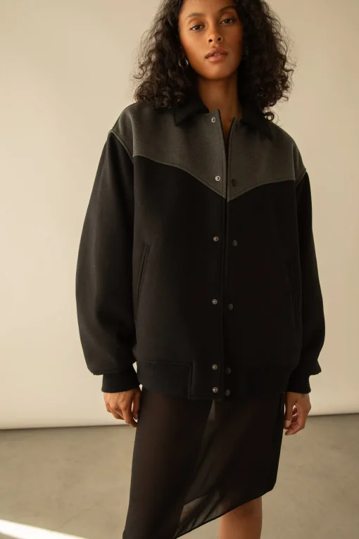 WESTERN INSPIRED WOOL-BLEND BOMBER JACKET