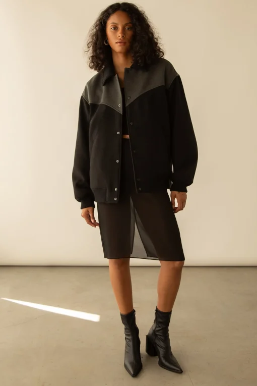 WESTERN INSPIRED WOOL-BLEND BOMBER JACKET