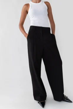 WIDE LEG HIGH-RISE DRESS PANT