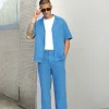 WIDE LEG LINEN PANTS