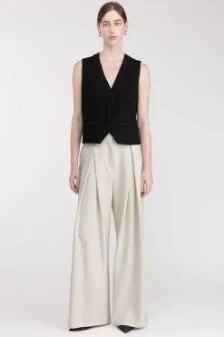 WIDE LEG PANT WITH FRONT PLEAT