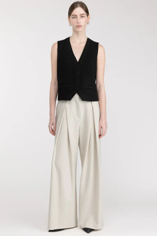 WIDE LEG PANT WITH FRONT PLEAT
