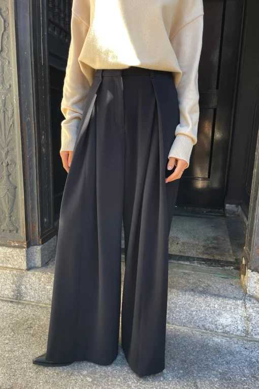 WIDE LEG PANT WITH FRONT PLEAT
