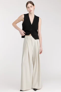 WIDE LEG PANT WITH FRONT PLEAT