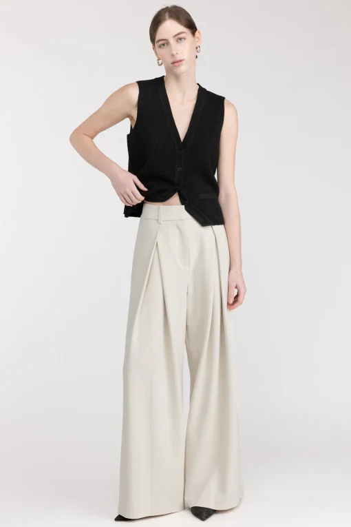 WIDE LEG PANT WITH FRONT PLEAT