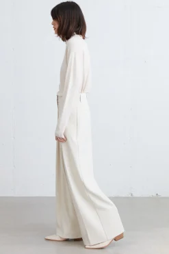 WIDE LEG PANT WITH FRONT PLEAT