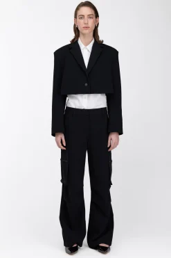 WIDE LEG SUITING PANT WITH CARGO POCKETS