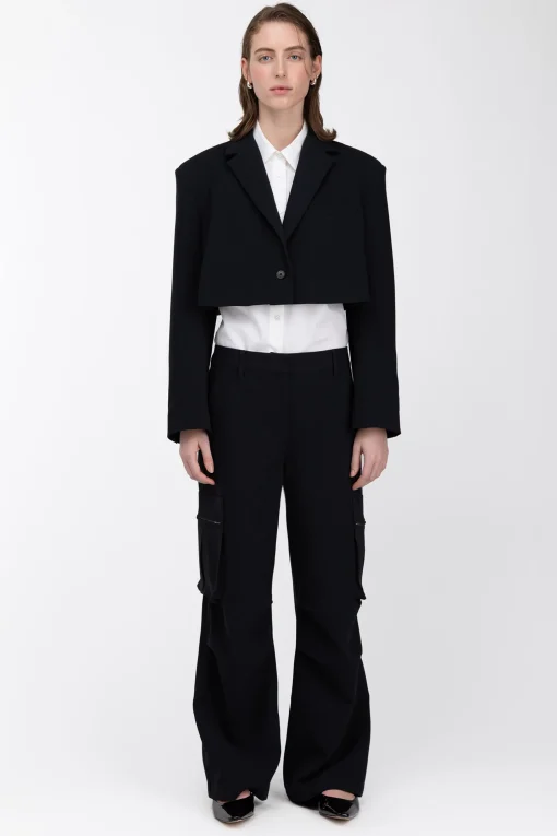 WIDE LEG SUITING PANT WITH CARGO POCKETS