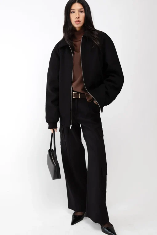 WOOL BLEND BOMBER JACKET