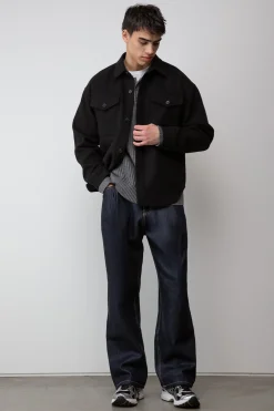 WOOL BLEND BUTTON FRONT SHIRT