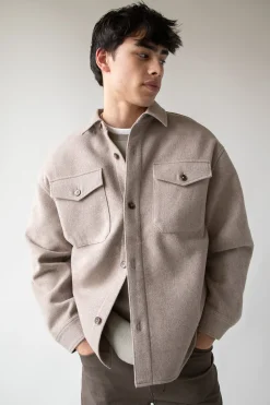WOOL BLEND BUTTON FRONT SHIRT