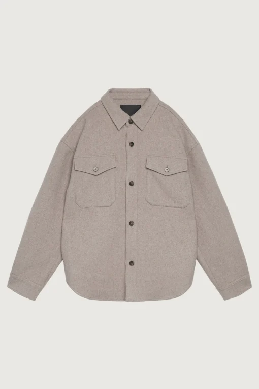 WOOL BLEND BUTTON FRONT SHIRT