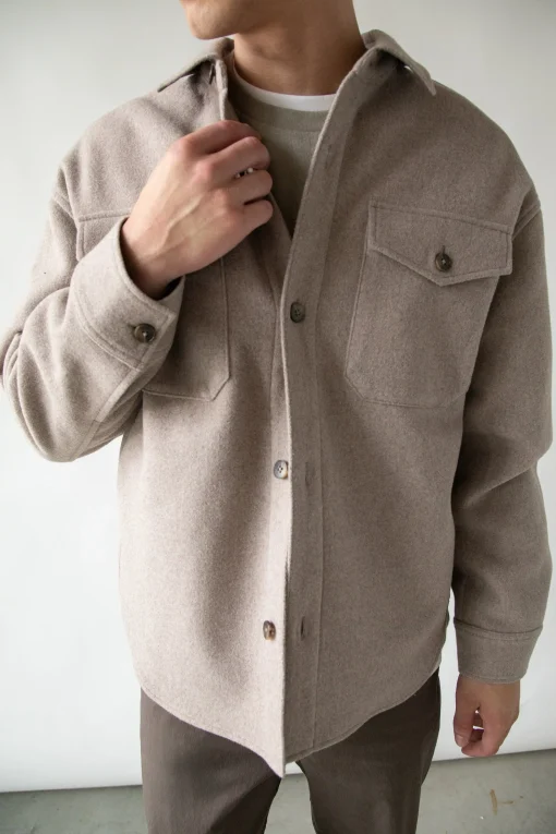 WOOL BLEND BUTTON FRONT SHIRT