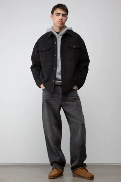 WOOL BLEND BUTTON FRONT SHIRT