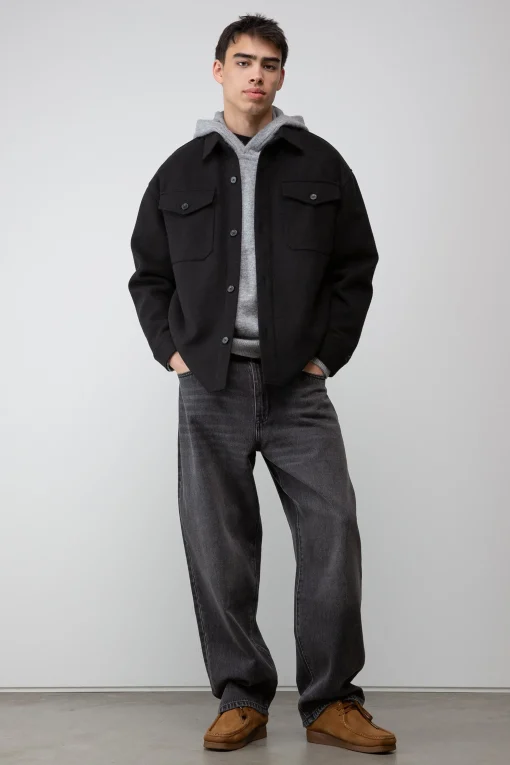 WOOL BLEND BUTTON FRONT SHIRT