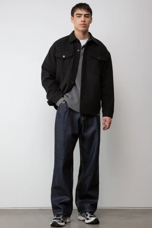 WOOL BLEND BUTTON FRONT SHIRT