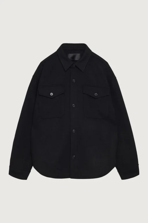 WOOL BLEND BUTTON FRONT SHIRT