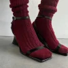 WOOL BLEND CABLE KNIT SOCKS