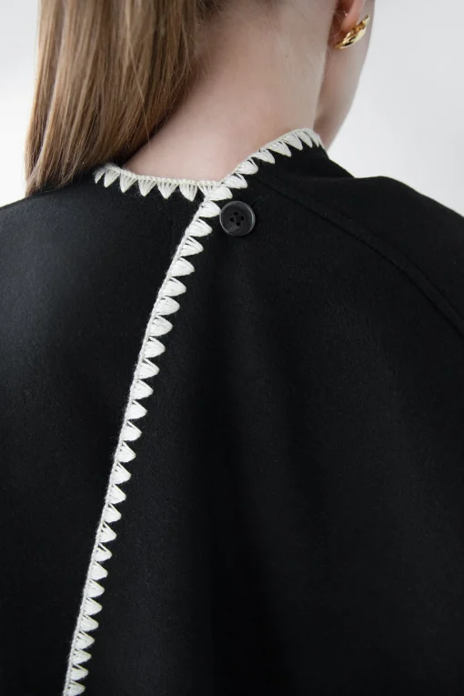 WOOL-BLEND CONTRAST STITCH SCARF JACKET