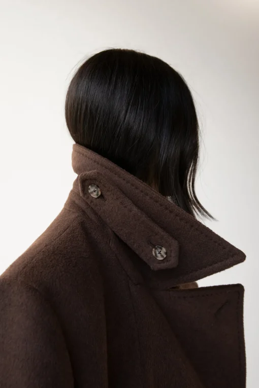 WOOL-BLEND DOUBLE BREASTED COAT WITH POCKETS