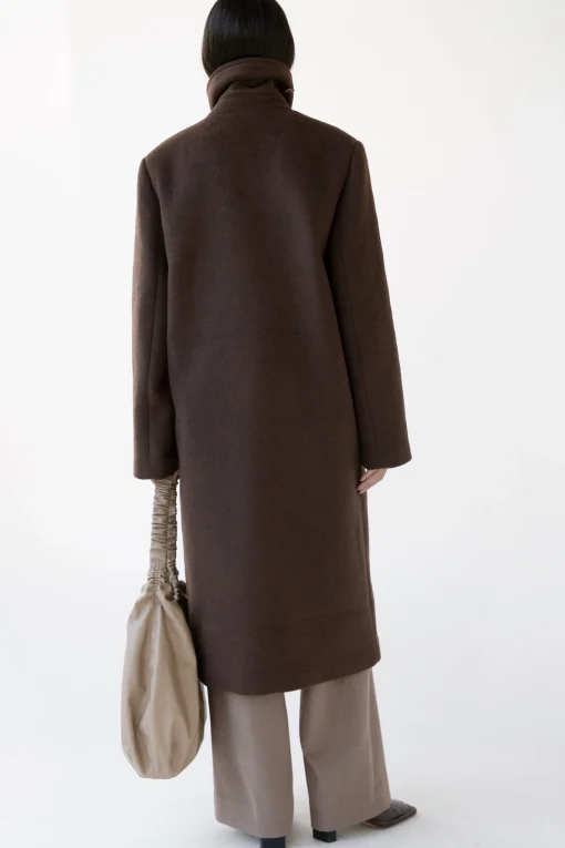 WOOL-BLEND DOUBLE BREASTED COAT WITH POCKETS