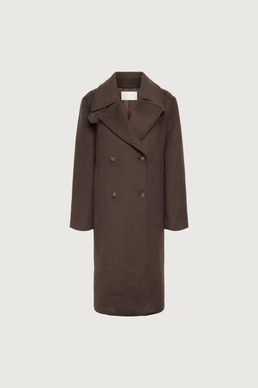 WOOL-BLEND DOUBLE BREASTED COAT WITH POCKETS