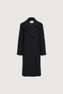 WOOL-BLEND DOUBLE BREASTED COAT WITH POCKETS