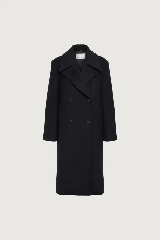 WOOL-BLEND DOUBLE BREASTED COAT WITH POCKETS