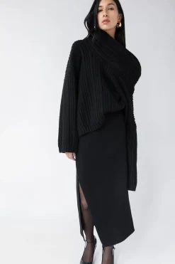 WRAP MAXI SUITING SKIRT